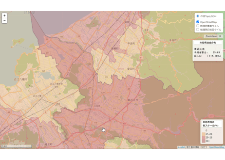 滋賀県：PowerBI&ローカルHTML向けH31年行政区域TopoJSON
