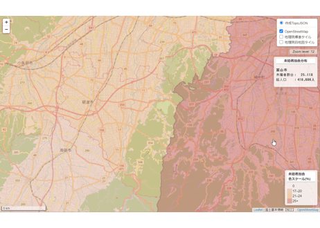 富山県：PowerBI&ローカルHTML向けH31年行政区域TopoJSON