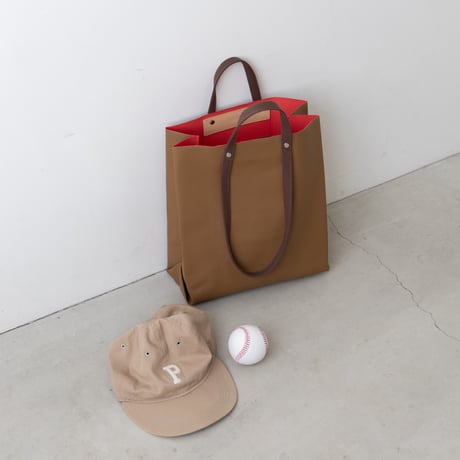 TWIST-SHOPPER Medium #CAMEL × CORAL PINK