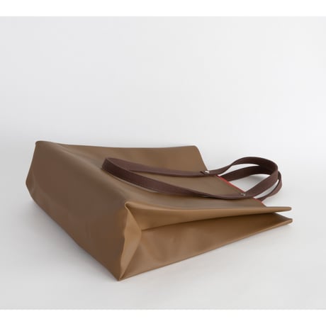 TWIST-SHOPPER Medium #CAMEL × CORAL PINK