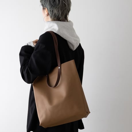 TWIST-SHOPPER Medium #CAMEL × CORAL PINK