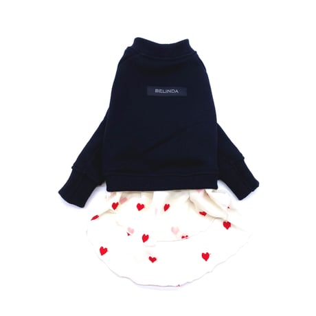 sweat×heart one-piece【black×white】