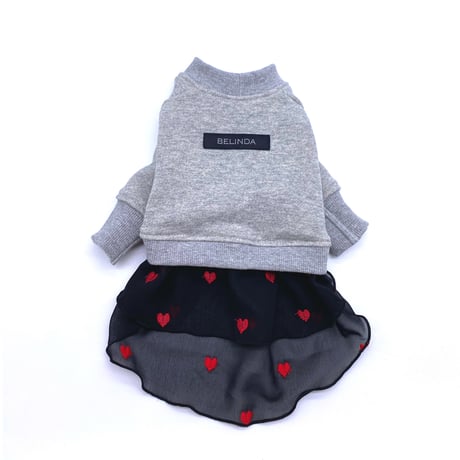 sweat×heart one-piece【gray×black】