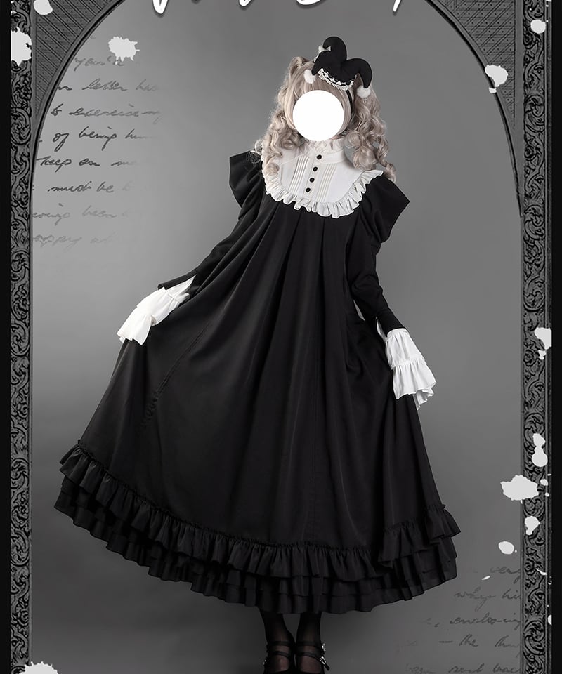 ALGONQUINS 重ね着風 市松 ゴシック ワンピース VantablackStudio / No.1 Doll ゴシック ワンピース [LO1379