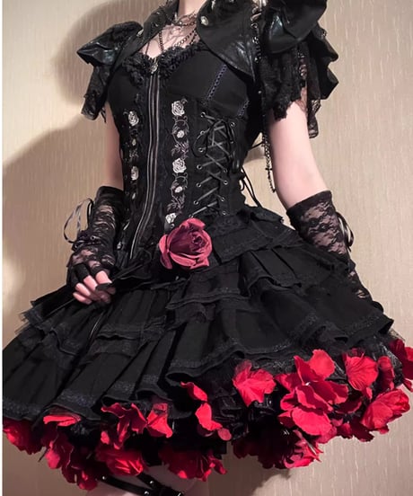 一只冲天兔 / 花パニエ 35cm丈 ④[LO26]