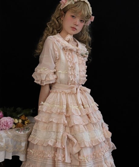 chibi shop 芍薬シリーズ テンセルレースケーキフリルスカート[LO565]