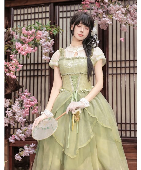 with PUJI Letter and Poetry / 中華風ロリィタ 麗しの馨香 ワンピース セット [LO1603]