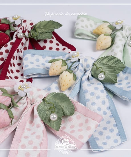 la poésie de camélia いちご 刺繍ロリィタ 胸元リボンブローチ[LO474]