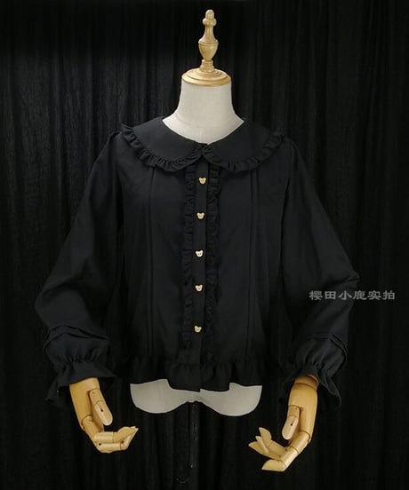 櫻田小鹿 S～2XL ドールカラー フリル ロリィタ 長袖 キャンディスリーブ ブラウス [LO201]