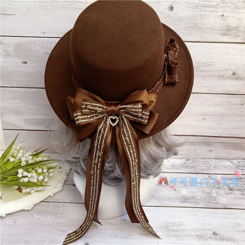 Cocoa フラットトップ リボン ロリィタハット [AC37] | Roses on the