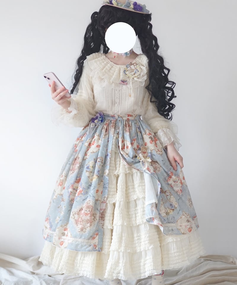Miss Point 猫とバラのお茶会 ロリィタドレス 前あきスカート シンプル