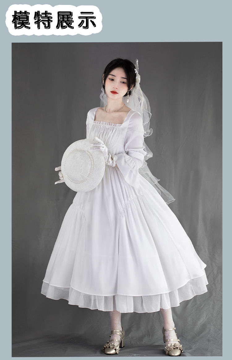 白 ドレス ロリータ ロリィタ ワンピース ウェディング コスプレ ホワイト クラシック ロリィタ ドレス ワンピース 純白礼賛OP L