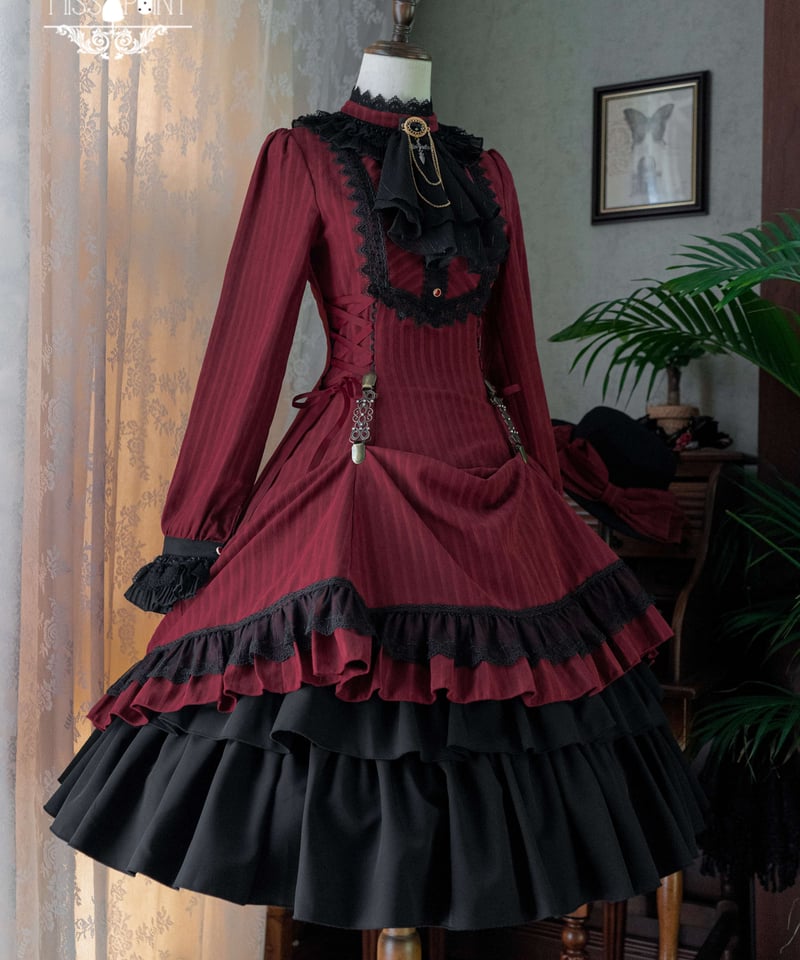 ロリータ エペティス Miss Point ワンピース レッド ブラック ロリータ