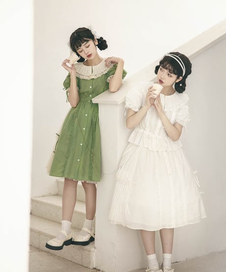 WhitalAlley / Whisper of Pleats コットン ツイストサスペンダースカート＋ブラウス [LO548]