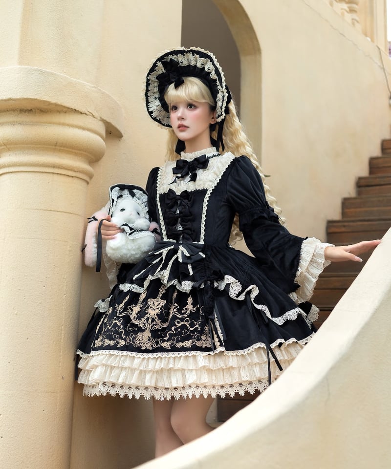 1461※ハルモニアブルーム※ワインレッドのロリータワンピース※ Harmonia bloom Outfit set Red Riding Hood