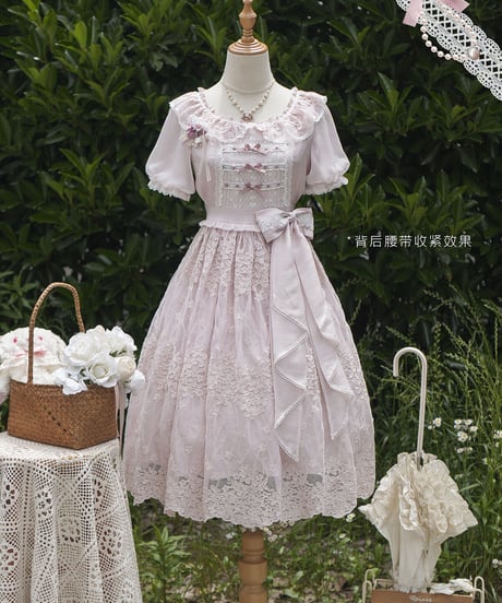 Dream in July チェリーブロッサム 刺繍フライングスリーブ OP ロング [LO533]