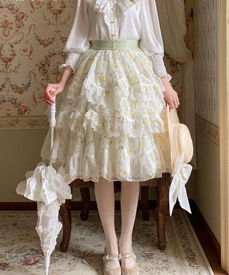 Rose Muse スカート chiffon pleated skirt – BUNNY APARTMENT
