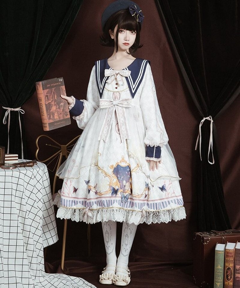 ヒョウ猫オリジナル中華ロリィタドレス✨女子会にぴったり OCELOT 蝶の舞 ロリィタドレス ワンピース [LO284] | Roses on