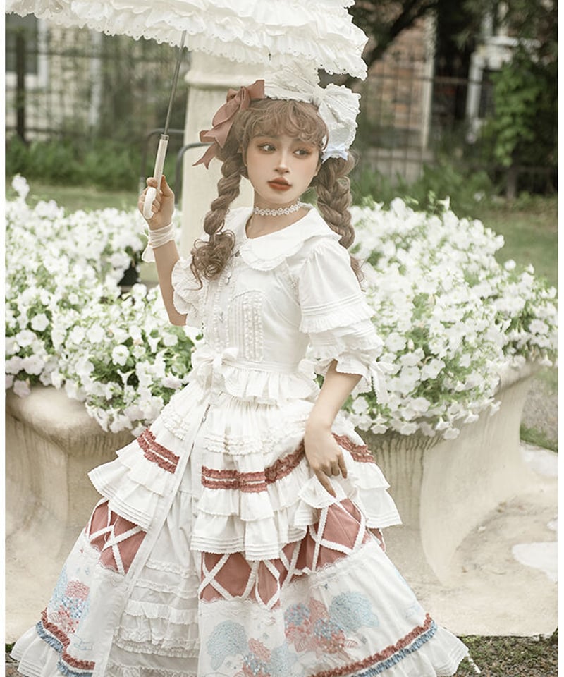 mumu あじさい クラシックロリィタ コットン スカート、ブラウス
