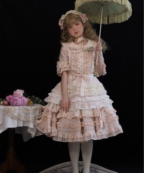 chibi shop 芍薬シリーズ テンセルレースケーキフリルスカート[LO565]