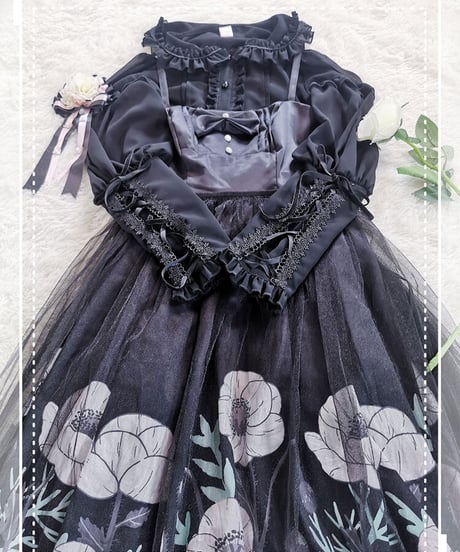 櫻田小鹿 S～5XL ロングカフス ロリィタブラウス フリル ドールカラー [LO205]