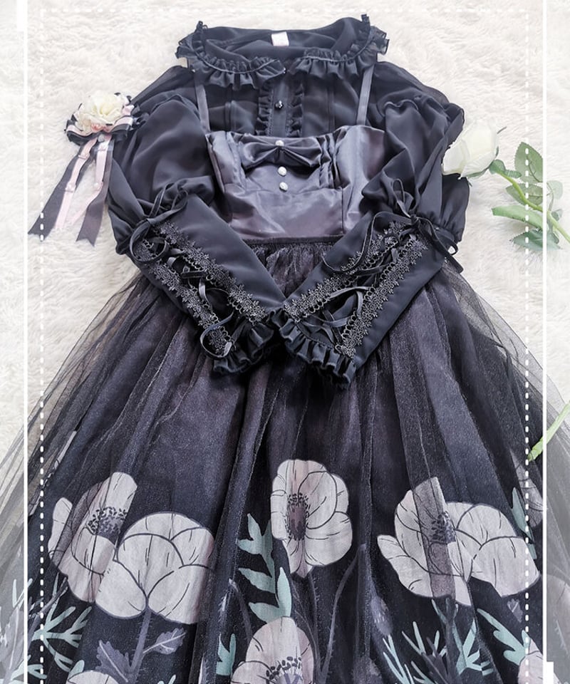 櫻田小鹿 S～5XL ロングカフス ロリィタブラウス フリル ドールカラー