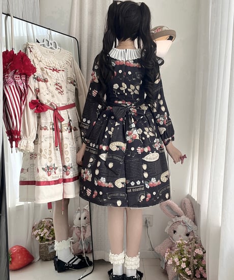 Miss Cube /  苺画報シリーズ OP、JSK、ピナフォアスカート、長袖ブラウス [LO1475]