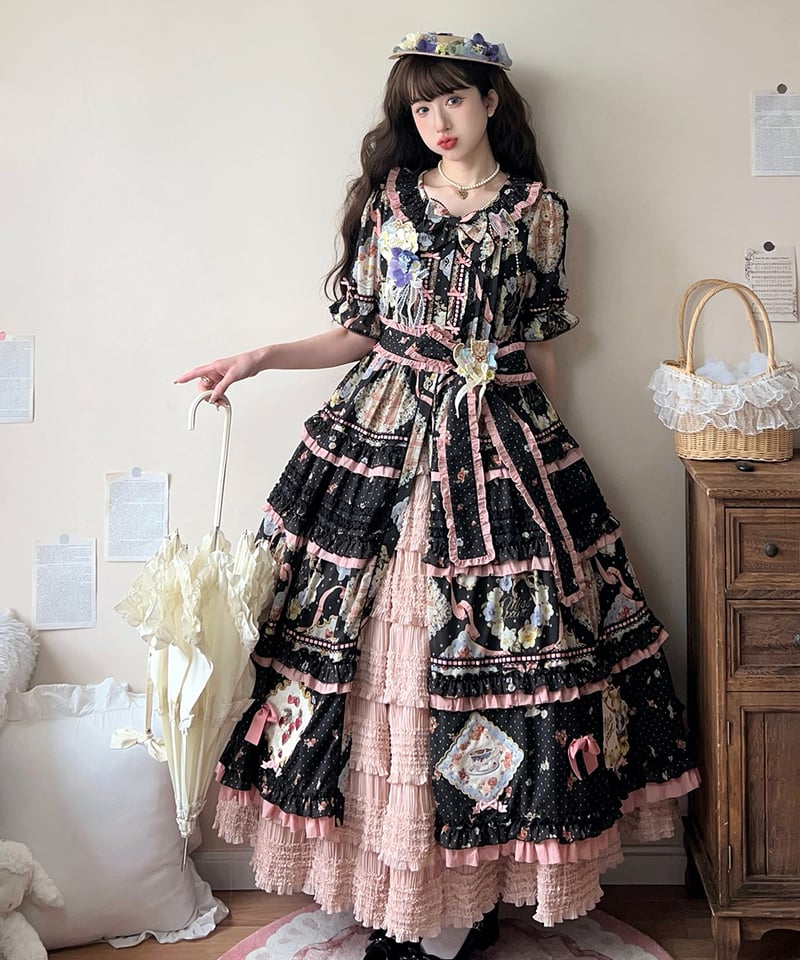 Miss Point 猫とバラのお茶会 ロリィタドレス DX版 前あきワンピース