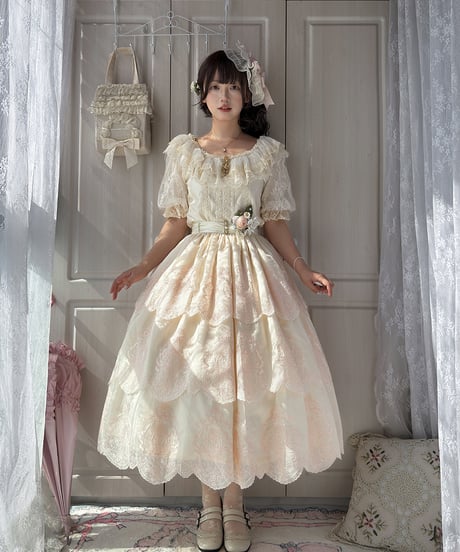 Miss Point / ミスポイントの花園 刺繍段々スカート [LO1473]