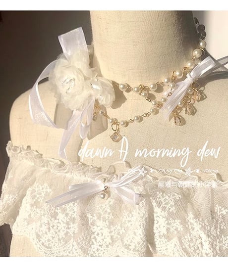 Dawn & Morning Dew Lolita / 朝露の花嫁 クラシックロリィタ アクセサリー （サックス、ピンク、白） [LO917]