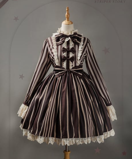 Bramble Rose / Stripes Story ロリィタ ワンピース full set [LO929]
