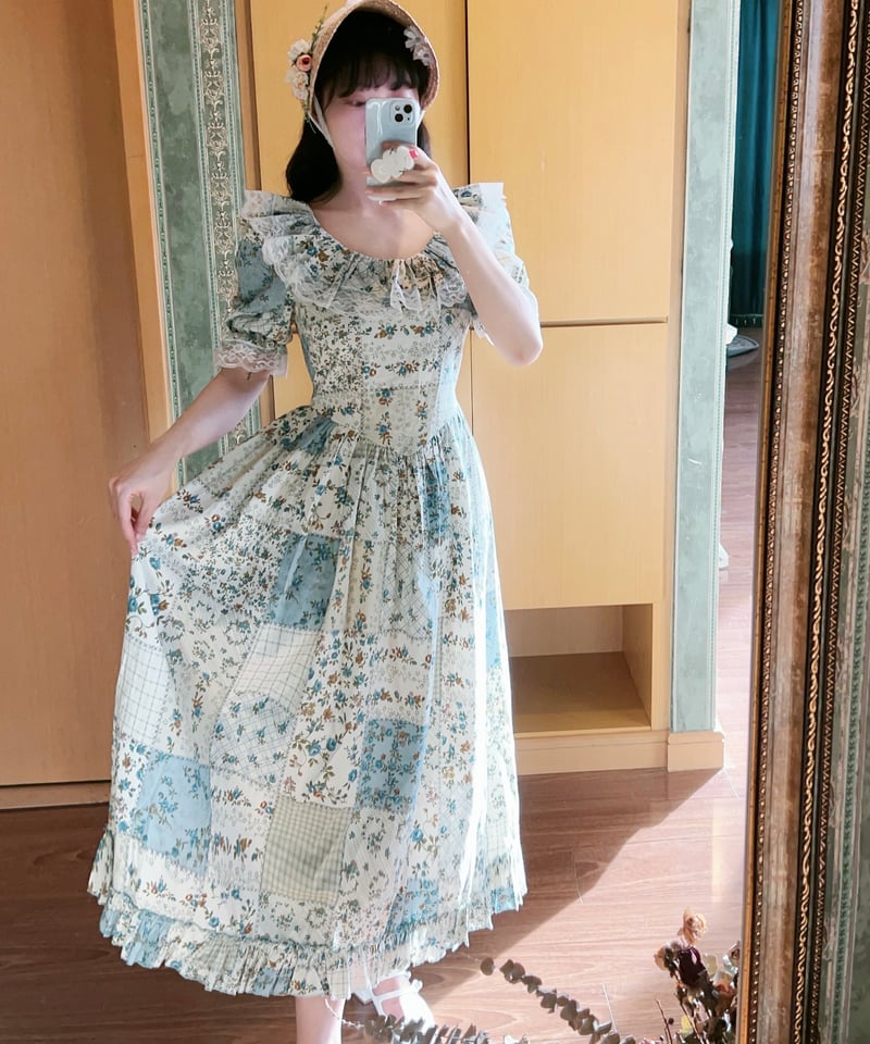 D&Gパッチワーク風ドレス Wizard of Oz / 花壁のパッチワーク レトロ カントリー風 ドレス