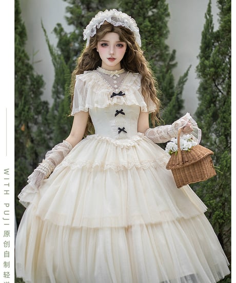 with PUJI Letter and Poetry / 白霧の約束 ロリィタドレス set [LO1582]
