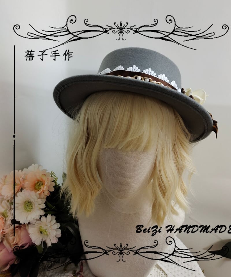 にこるtocit（トチエット）グレー フラワーハット ブラックリボン tocit/トチエット | Tint - A/W