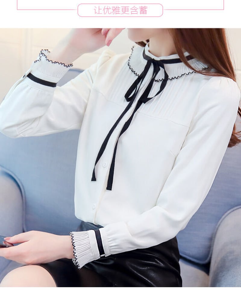 黒いリボン付きシフォンブラウス シフォンブラウス XL 黒 リボン付き レディース ブラウス - メルカリ
