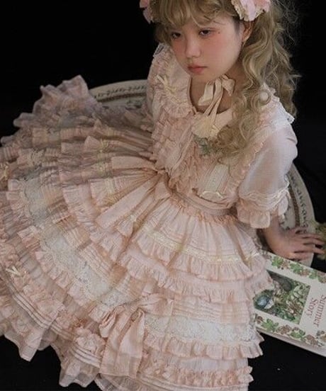 chibi shop 芍薬シリーズ テンセルレースケーキフリルスカート[LO565]