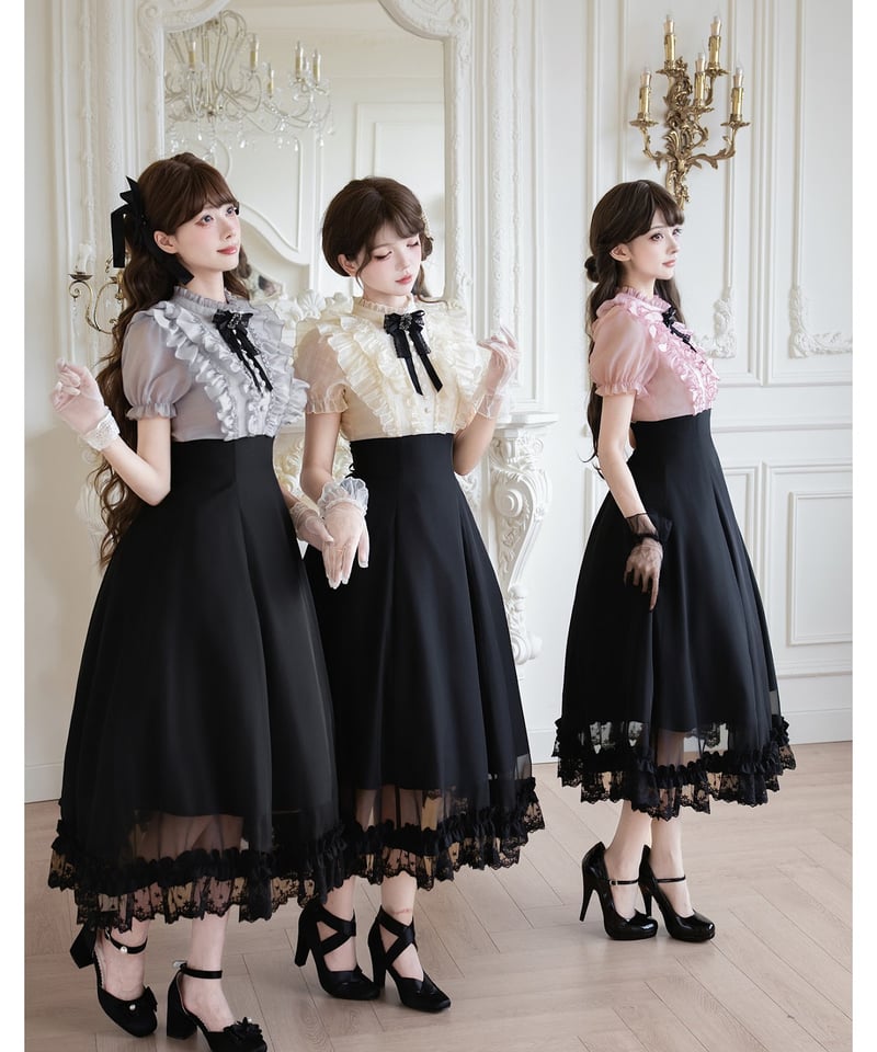 with PUJI / ローラのお茶会〜月見〜 ロング丈ワンピース [LO1426] |