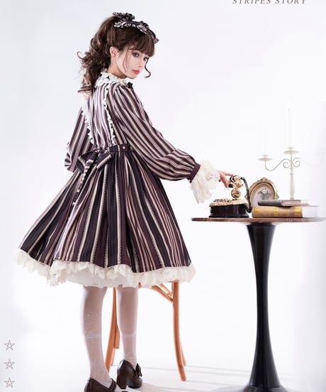 Bramble Rose / Stripes Story ロリィタ ワンピース full set [LO929]