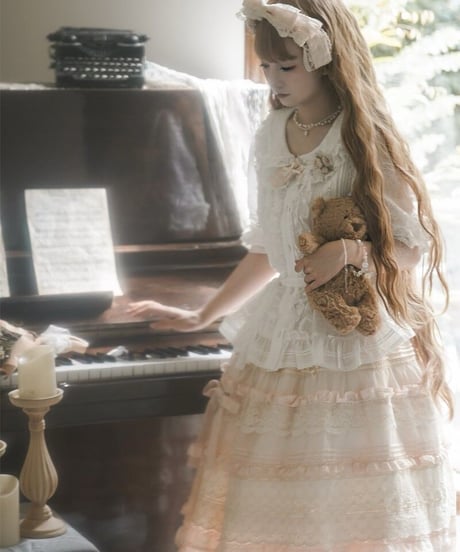 chibi shop 芍薬シリーズ テンセルレース ロングスカート[LO565]