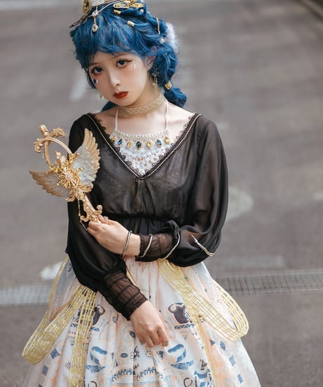 Dusk BASTET （ 黄昏贝斯特）エジプト風ロリィタ プルオーバーブラウス＋キャミソール＋チェーンアクセサリー[LO350]