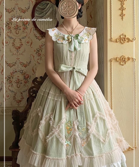 la poésie de camélia いちご 刺繍ロリィタ レースオーバードレス [LO474]