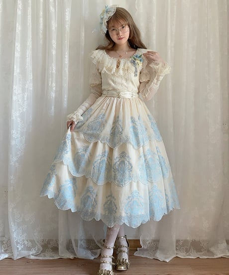 Miss Point / ミスポイントの花園 刺繍段々スカート [LO1473]