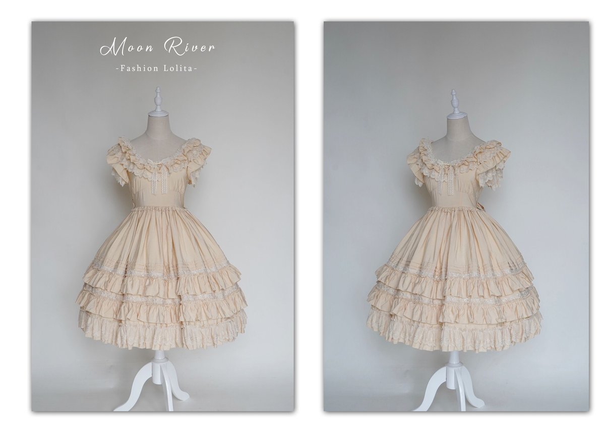 春のアンOP クラシカル ロリィタワンピース Vネック ショート丈  
