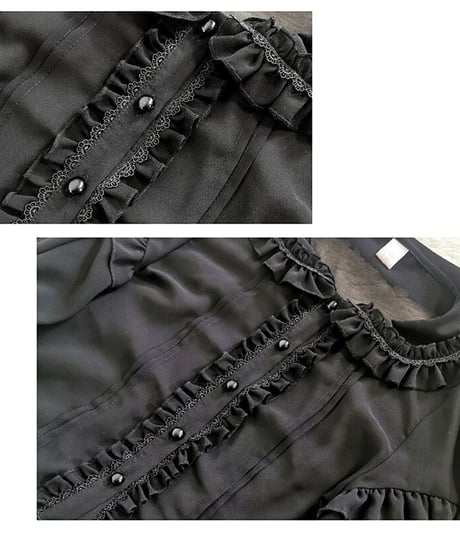 櫻田小鹿 S～5XL ロングカフス ロリィタブラウス フリル ドールカラー [LO205]