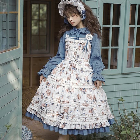 【Alice Girl】ブルーベリーラビット：ブラウス・ジャンパースカートセット