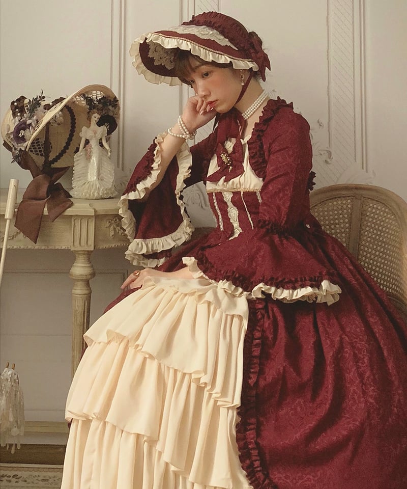 Henrietta ロマンティックサロンワンピース　ボルドー　3 ロリータ Henrietta ロマンティックサロンワンピース ボルドー 3 ロリータ