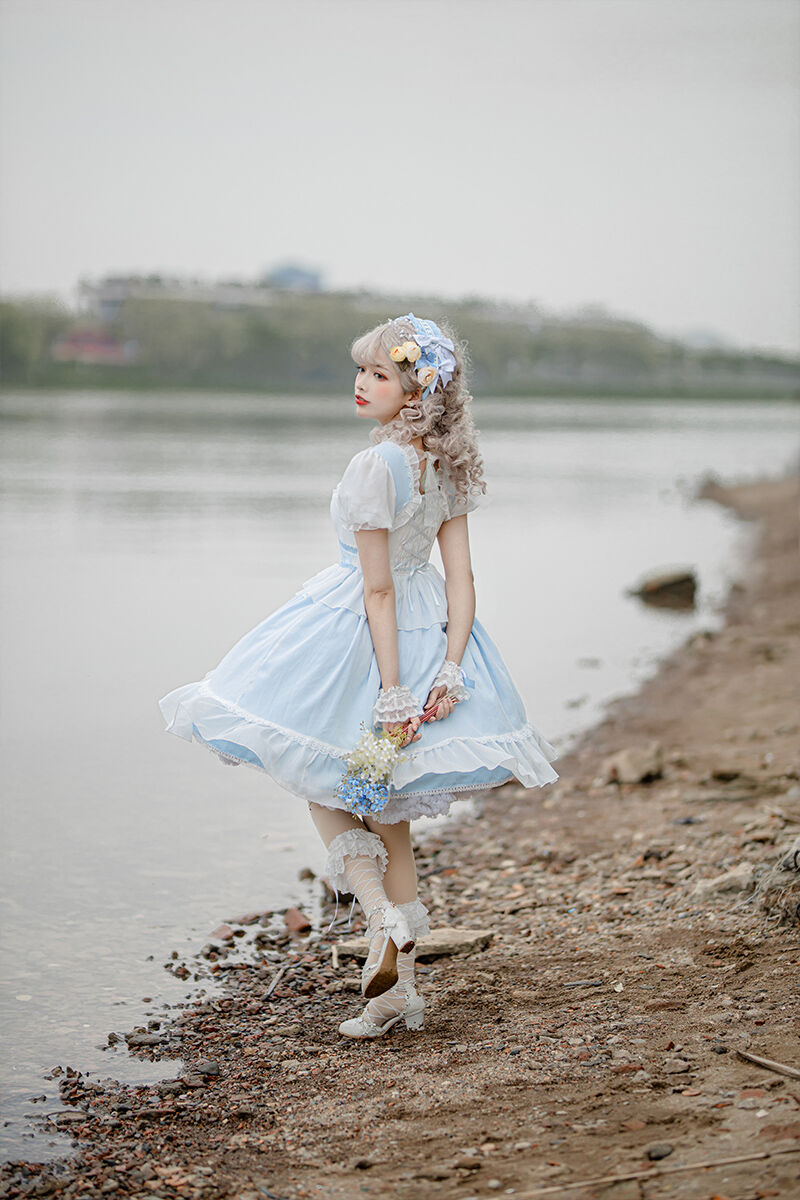 シュガーガール】シュガーケーキロリィタドレスフルセット サックス