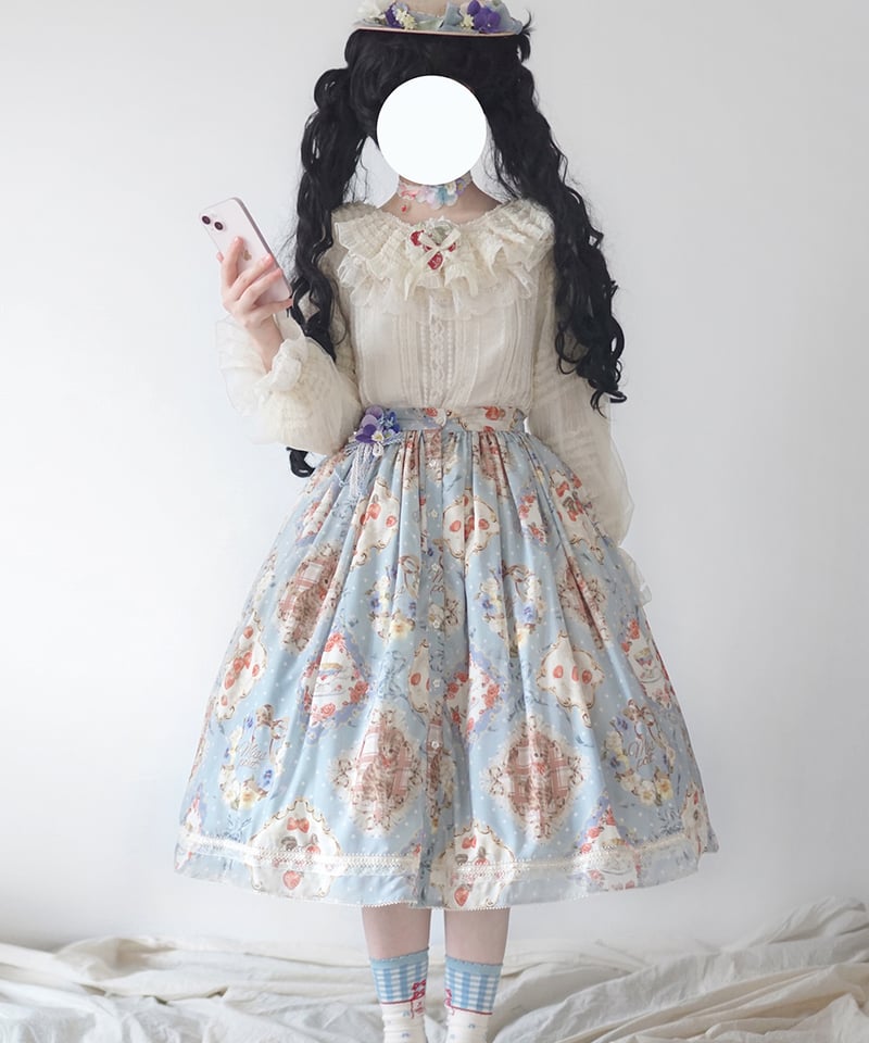 【美品】薔薇のお茶会ワンピース/ロリィタ/半袖/リボン 薔薇のお茶会ワンピース ロリィタ ワンピース 生成 リボン 薔薇