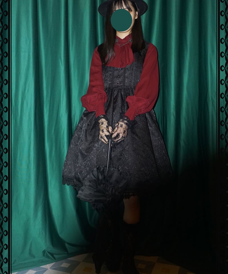 ブラック ダマスク柄 ロリィタ ジャンパースカート ゴスロリ L