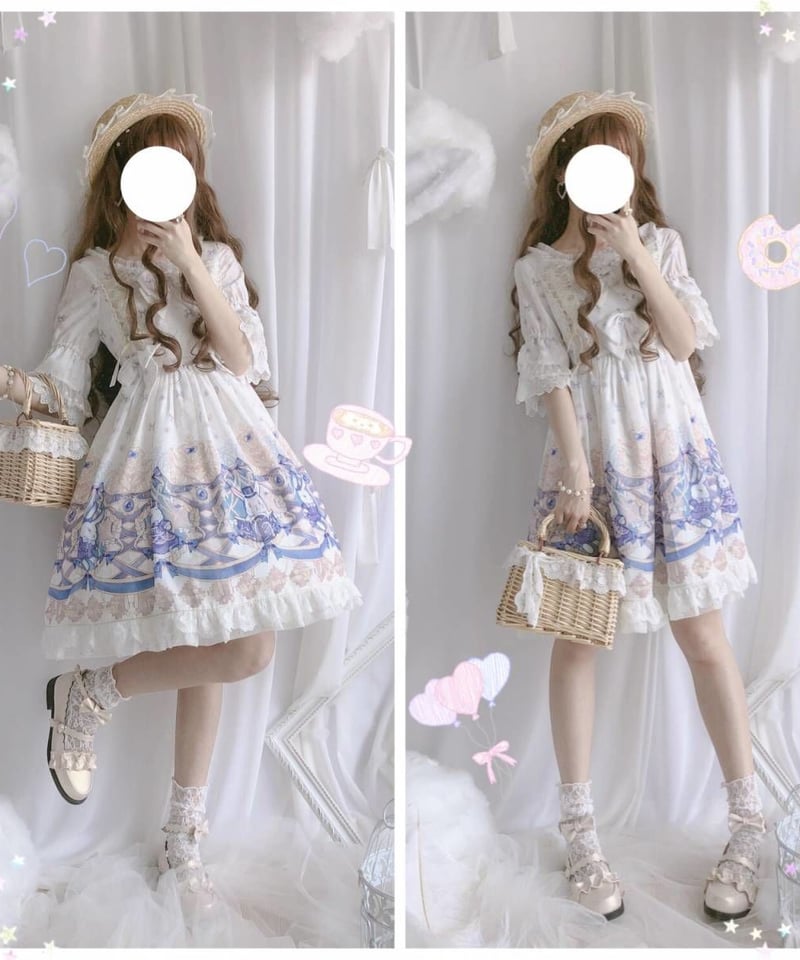 ロリータワンピース ヘッドドレスセット サックスx白 k8085d7_1.jpg
